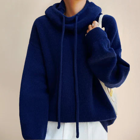 Lunaria | Damen Pullover mit Relaxed Fit, weichem Strick & hohem Kragen mit Kordelzug