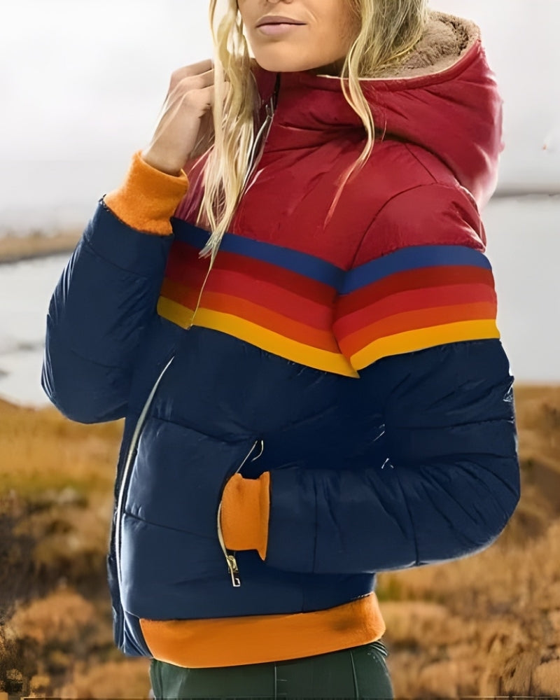 Damen Puffer Übergangsjacke im Colorblock-Design – Moderne Jacke für Alltag und kühle Tage