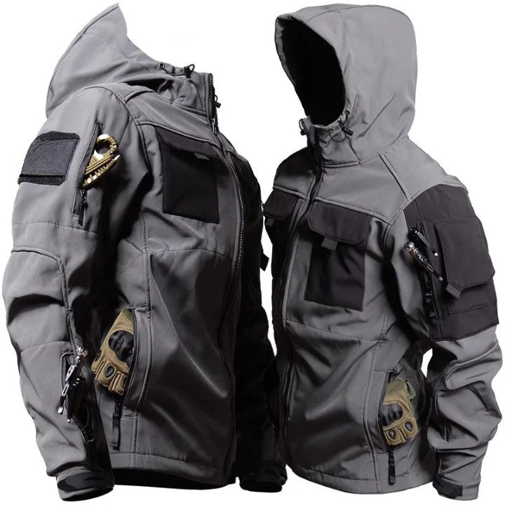 Noeline | Herren Tactical Jacke mit Kapuze, Reißverschluss & vielen Taschen