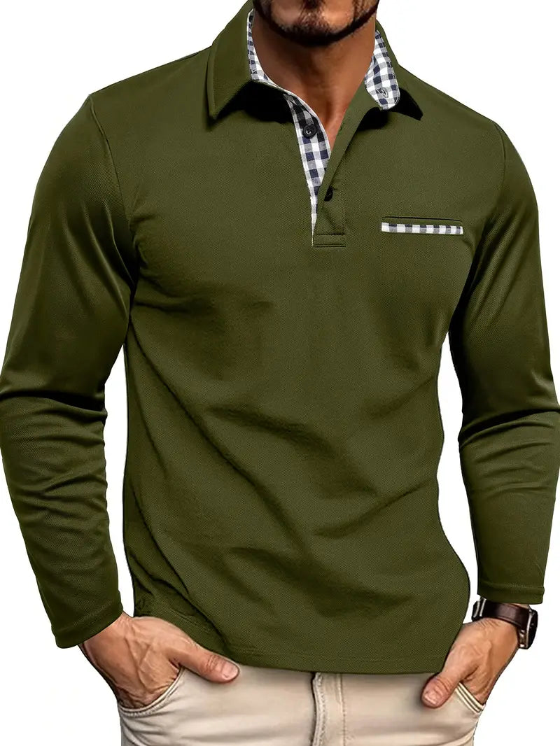 Herren Longsleeve Poloshirt mit Modernem Kontrastdesign | Stylisch & Komfortabel für Jeden Tag