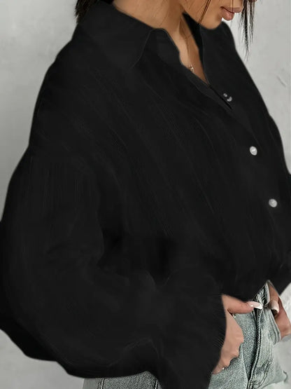 Belvia | Damen Bluse mit Reverskragen und Streifenmuster, langärmlig und mit Knopfleiste