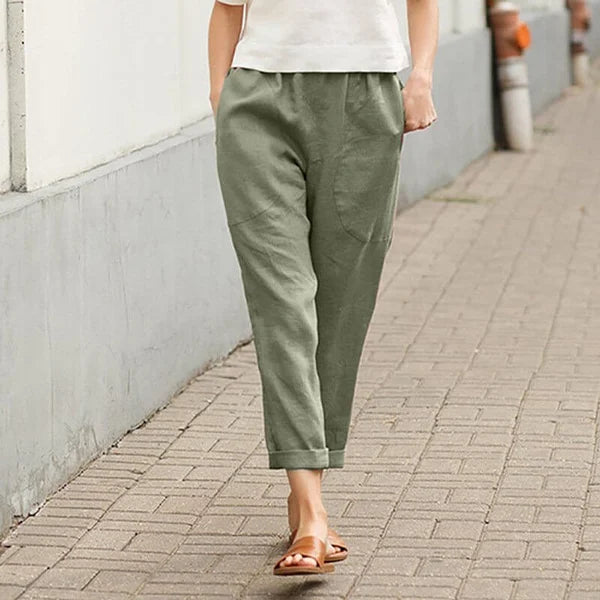 Damen Leinen-Baumwollhose – Weite Sommerhose mit Komfort & Stil