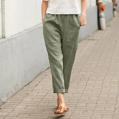 Damen Leinen-Baumwollhose – Weite Sommerhose mit Komfort & Stil
