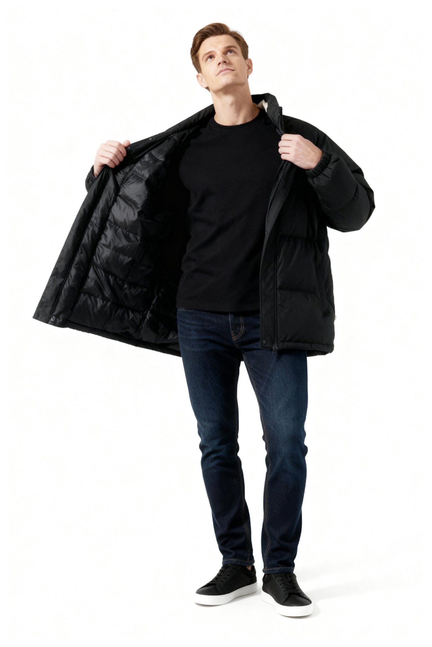 Herren | Gefütterte Fleece-Pufferjacke mit Kapuze – Warm & Stylisch