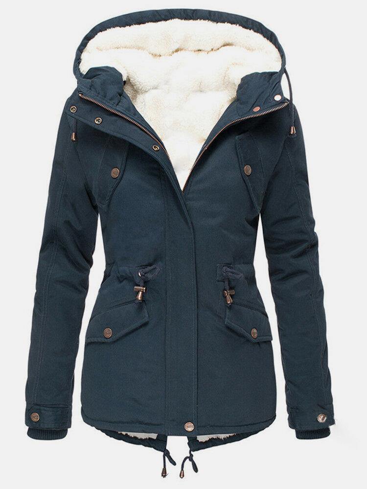 Norwina | Damen Winterjacke mit Fleecefutter & verstellbarer Kapuze – Wärmende Übergangsjacke mit Taillenzug für kalte Tage