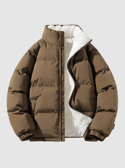 Herren | Gefütterte Fleece-Pufferjacke mit Kapuze – Warm & Stylisch