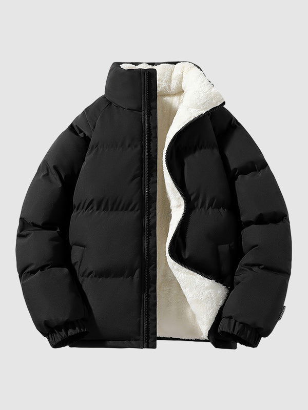 Herren | Gefütterte Fleece-Pufferjacke mit Kapuze – Warm & Stylisch