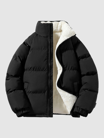 Herren | Gefütterte Fleece-Pufferjacke mit Kapuze – Warm & Stylisch