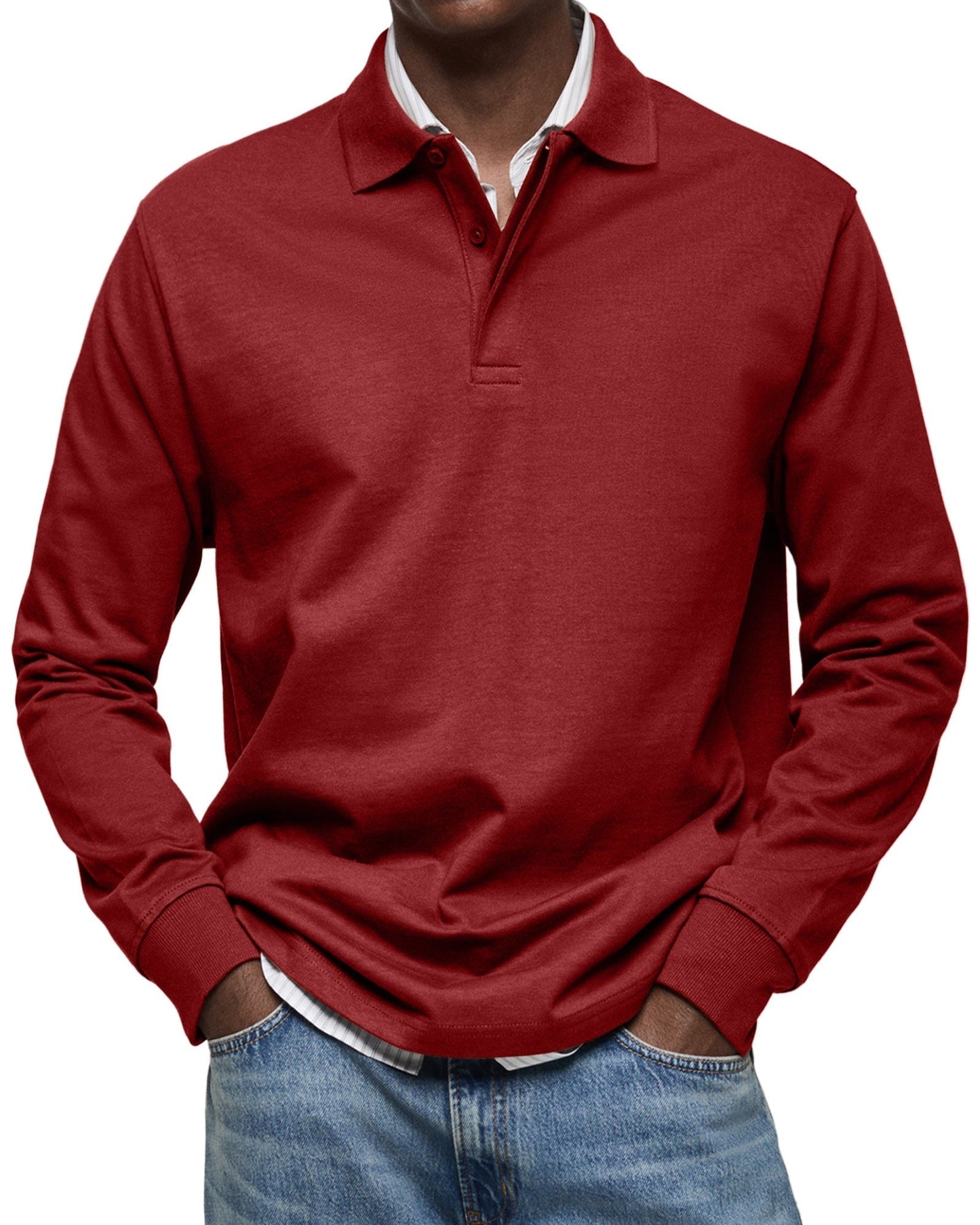Herren Langarm-Poloshirt mit Knopfleiste – Klassisch, Bequem & Vielseitig