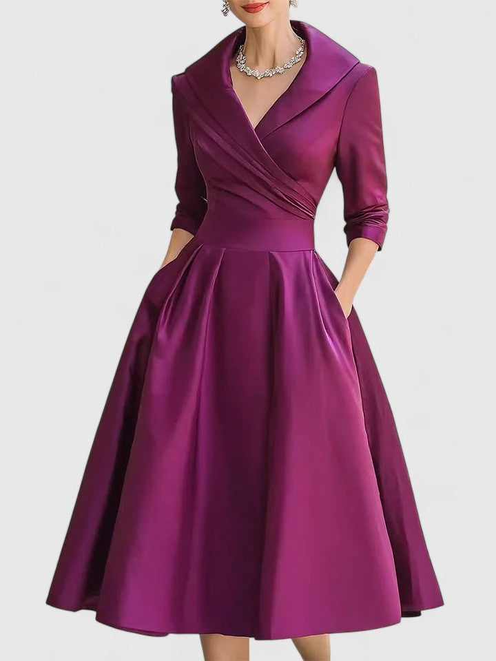 Elegantes Damen A-Linienkleid mit Wickelkragen | Feminin & Schmeichelhaft