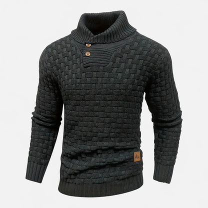 Jasper | Herren Strickpullover mit Knopfleiste – Klassischer Winterpullover in Solider Farbe