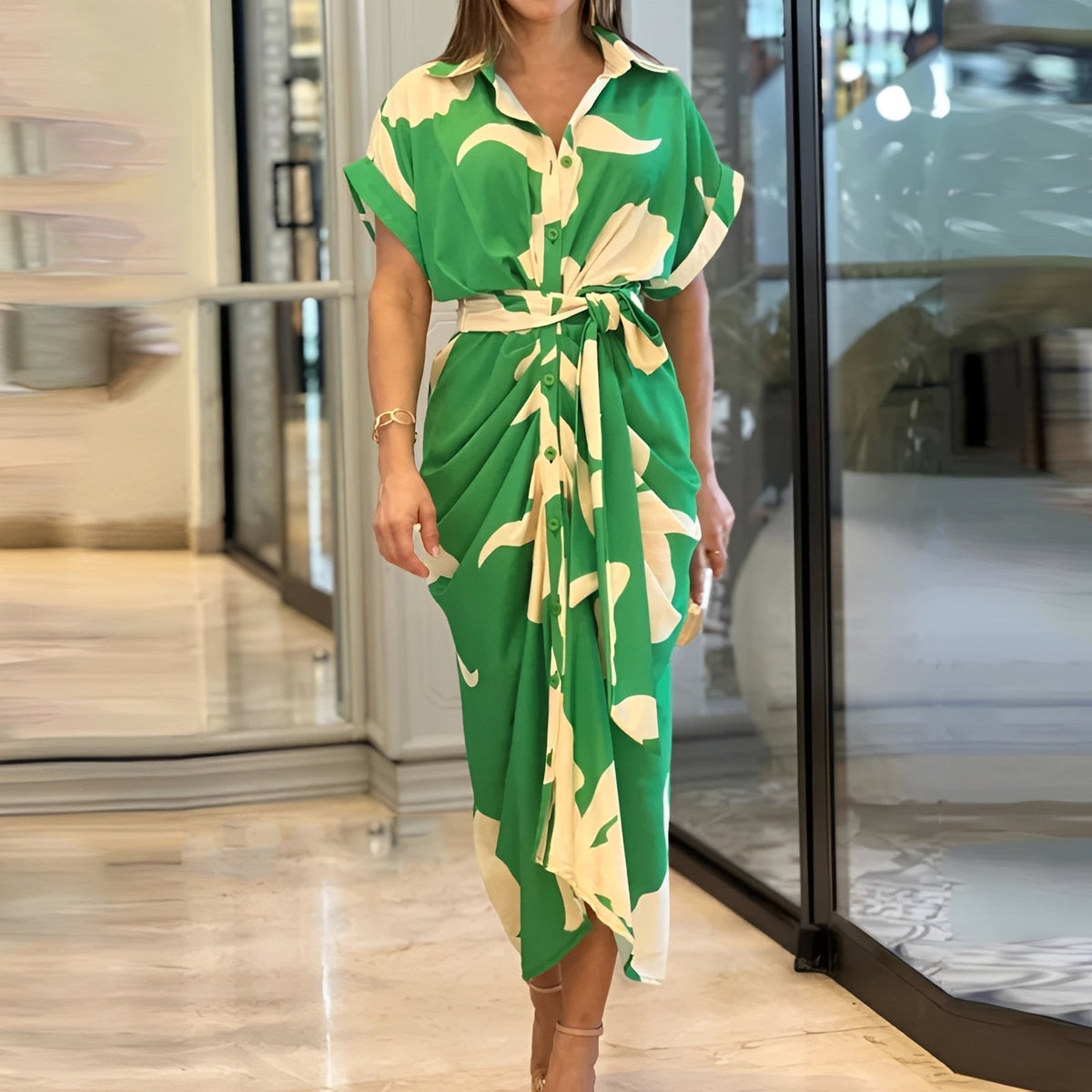 Damen Kleid mit Knopfleiste und lockerem Schnitt – Komfortables Freizeitkleid für Alltag und entspannte Outfits