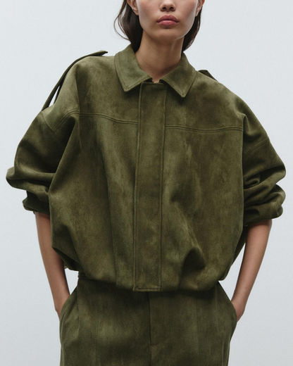 Oversized Velours Damenjacke | Luxuriöser Komfort & Lässiger Chic
