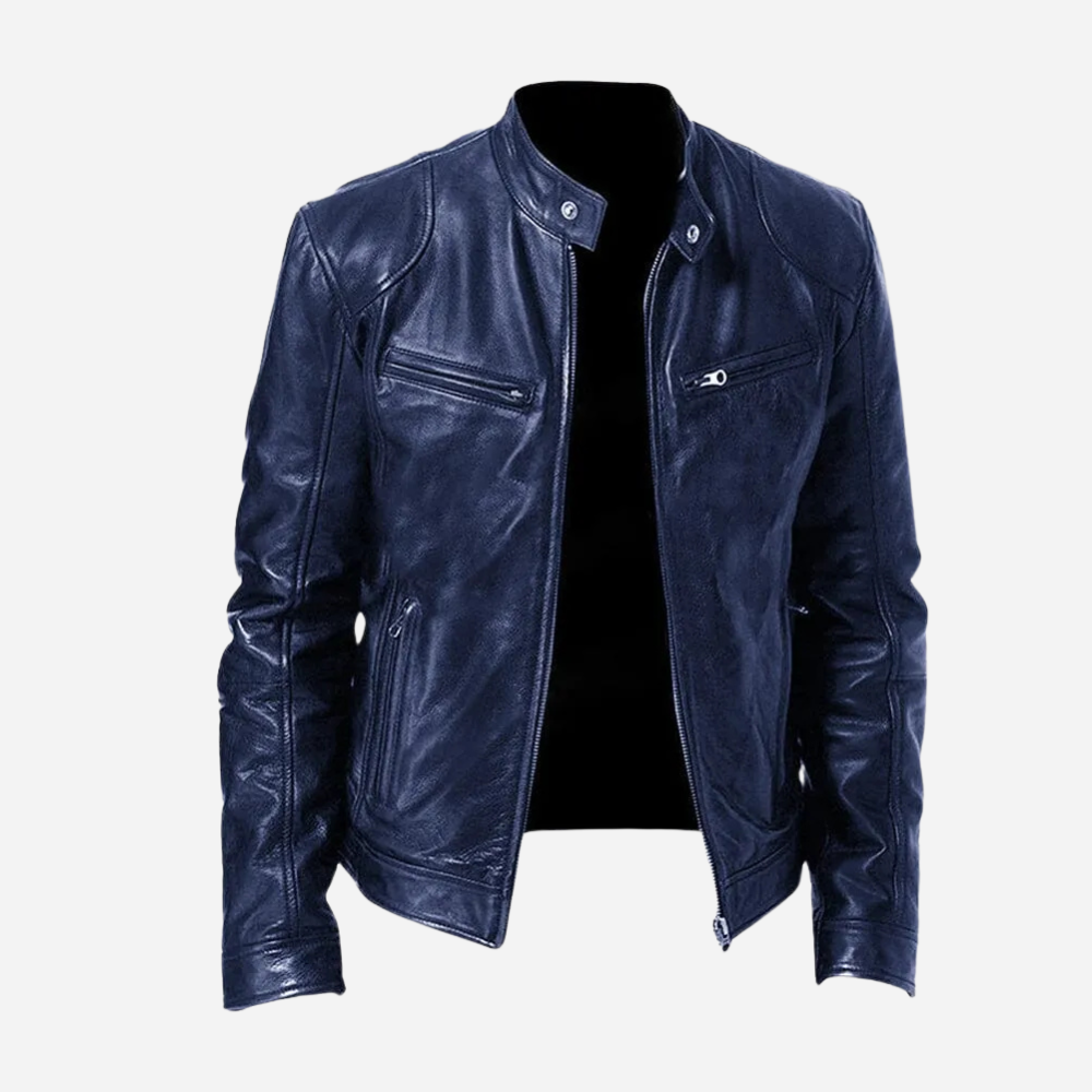 Herren Biker-Lederjacke Dunkelblau | Maskulin & Urban