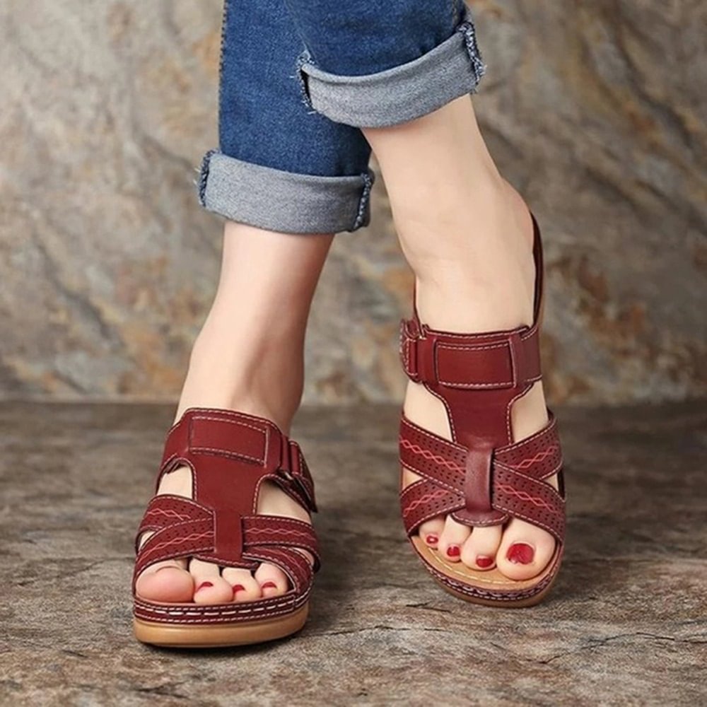 Sofibra | Damen Sommer-Sandalen mit Klettverschluss, Offener Zehenpartie & Robuster Plateausohle – Bequemer Freizeitstil