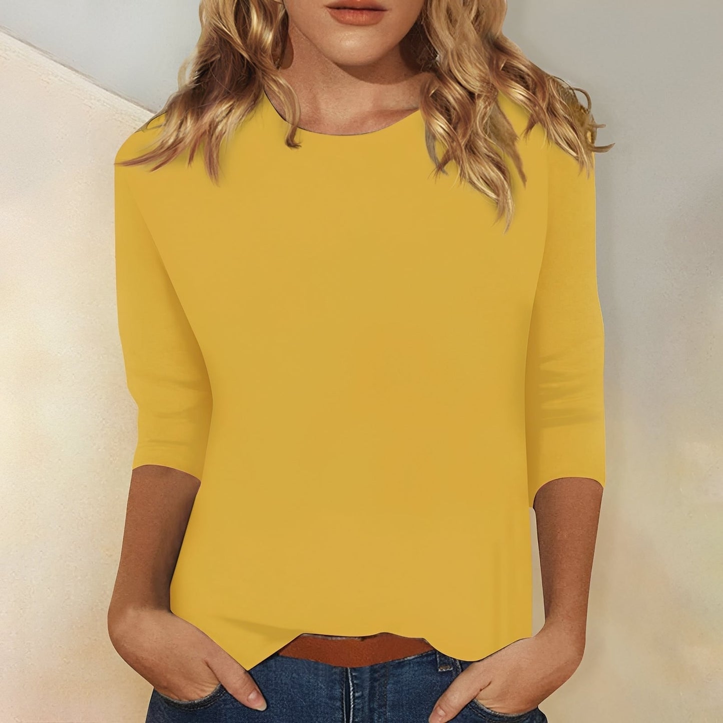 Damen Shirt mit 3/4-Ärmeln – Komfortables Freizeitoberteil für Alltag und entspannte Outfits