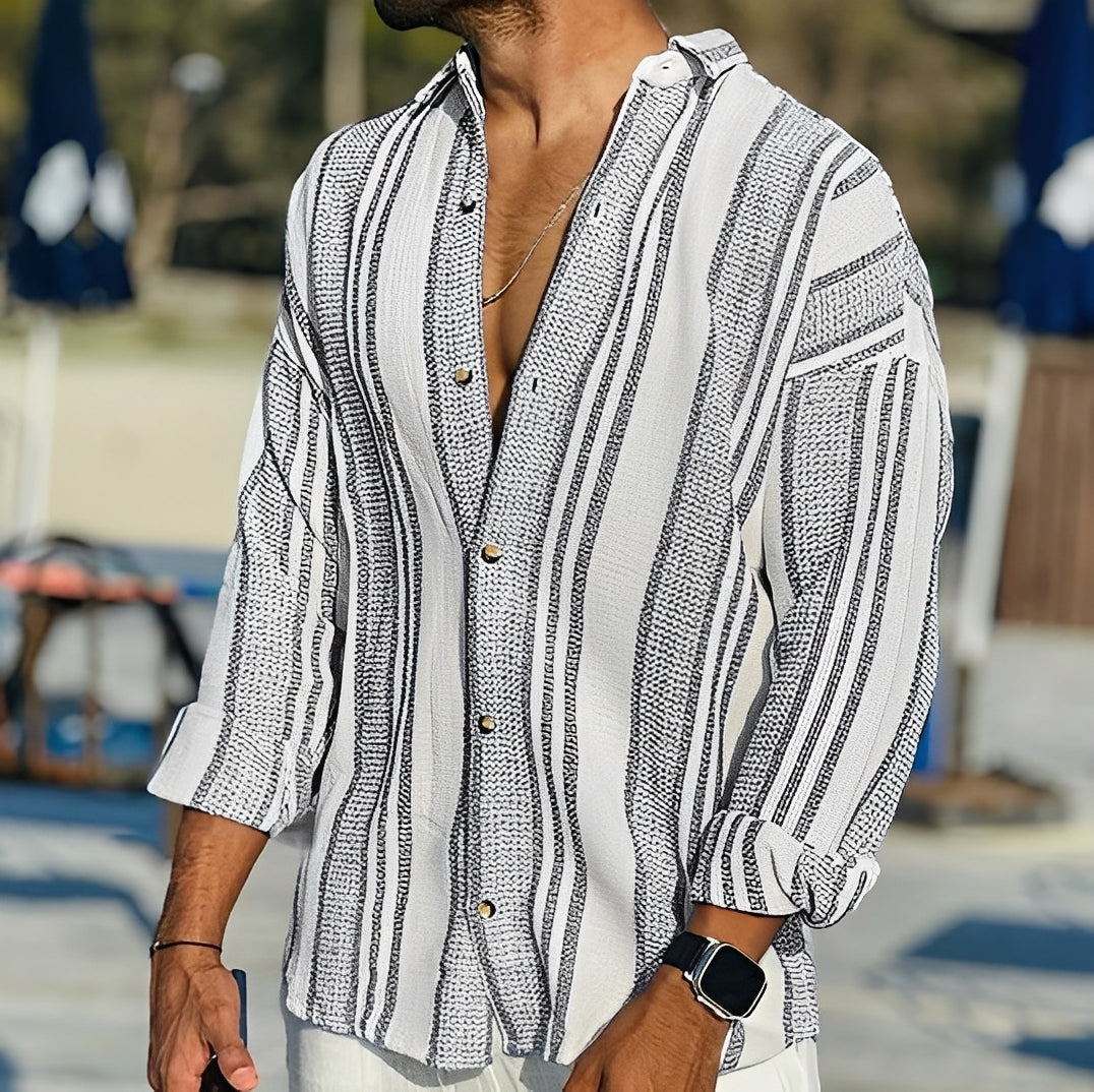 Herren gestreiftes Hemd – Lockeres Freizeithemd für Alltag, Büro und vielseitige Looks