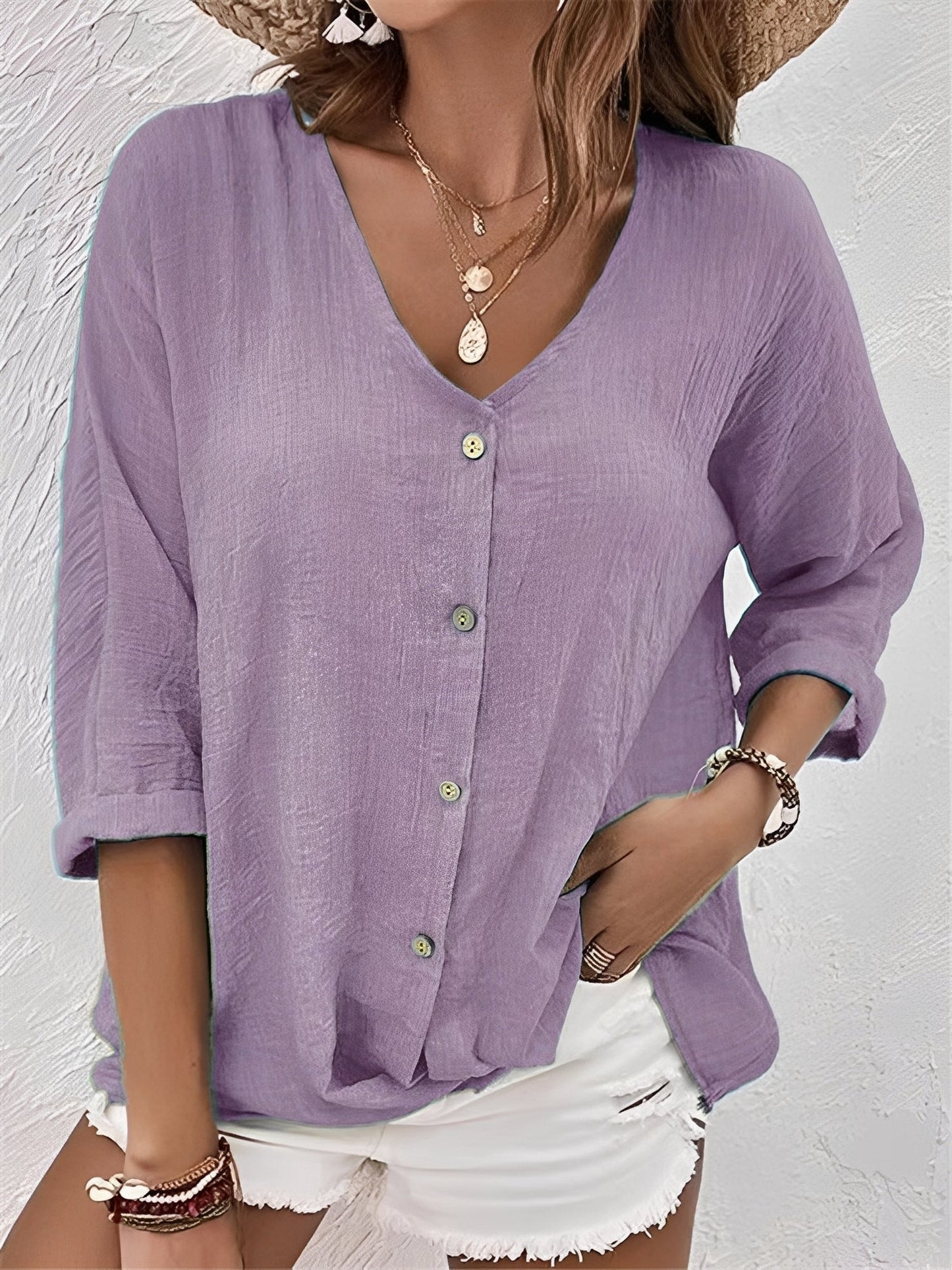 Damen Shirt mit V-Ausschnitt – Komfortables Freizeitoberteil für Alltag, Büro und vielseitige Outfits