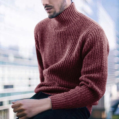 Herren Strickpullover mit hohem Kragen | Feines Rippmuster | Warm & Stilvoll