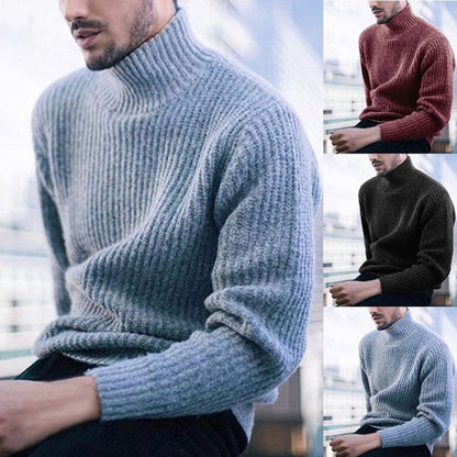 Herren Strickpullover mit hohem Kragen | Feines Rippmuster | Warm & Stilvoll