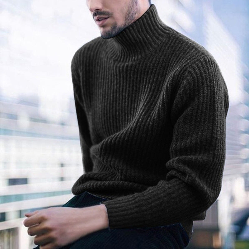 Herren Strickpullover mit hohem Kragen | Feines Rippmuster | Warm & Stilvoll