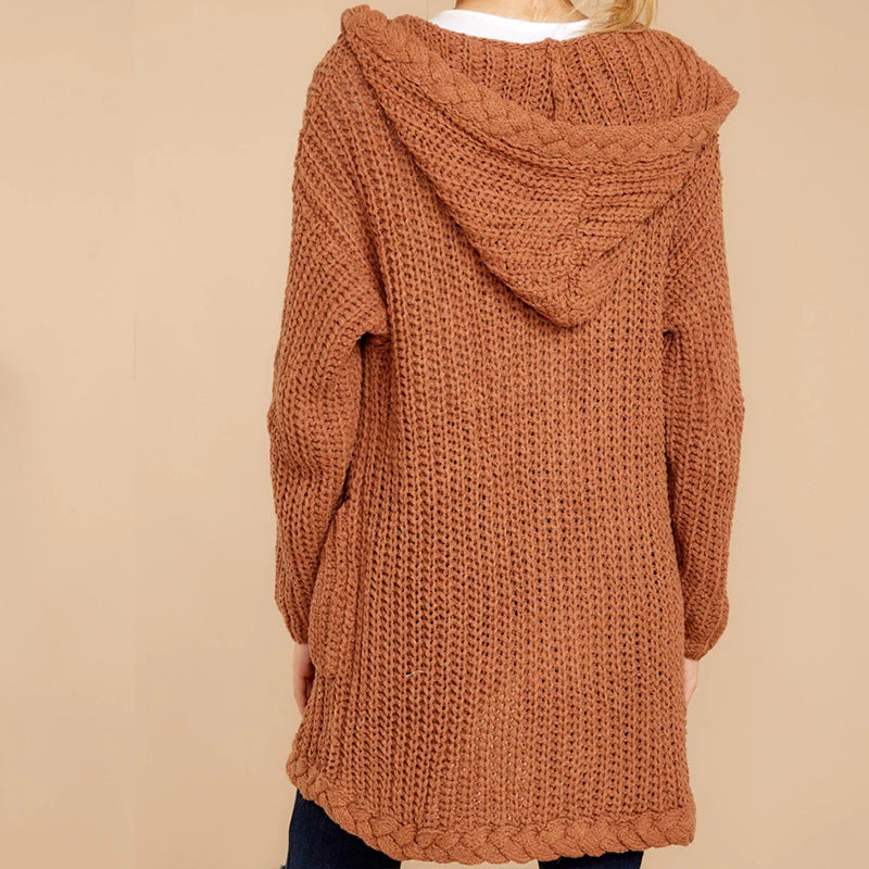 Damen Strickjacke mit Kapuze & Taschen | Weiche Grobstrickjacke für Herbst & Winter