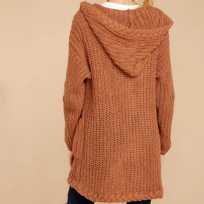 Damen Strickjacke mit Kapuze & Taschen | Weiche Grobstrickjacke für Herbst & Winter