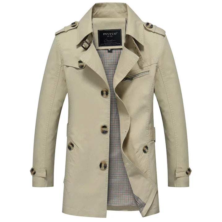 Brett | Herren Trenchcoat Slim Fit mit Knopfleiste | Leichter stylischer Mantel