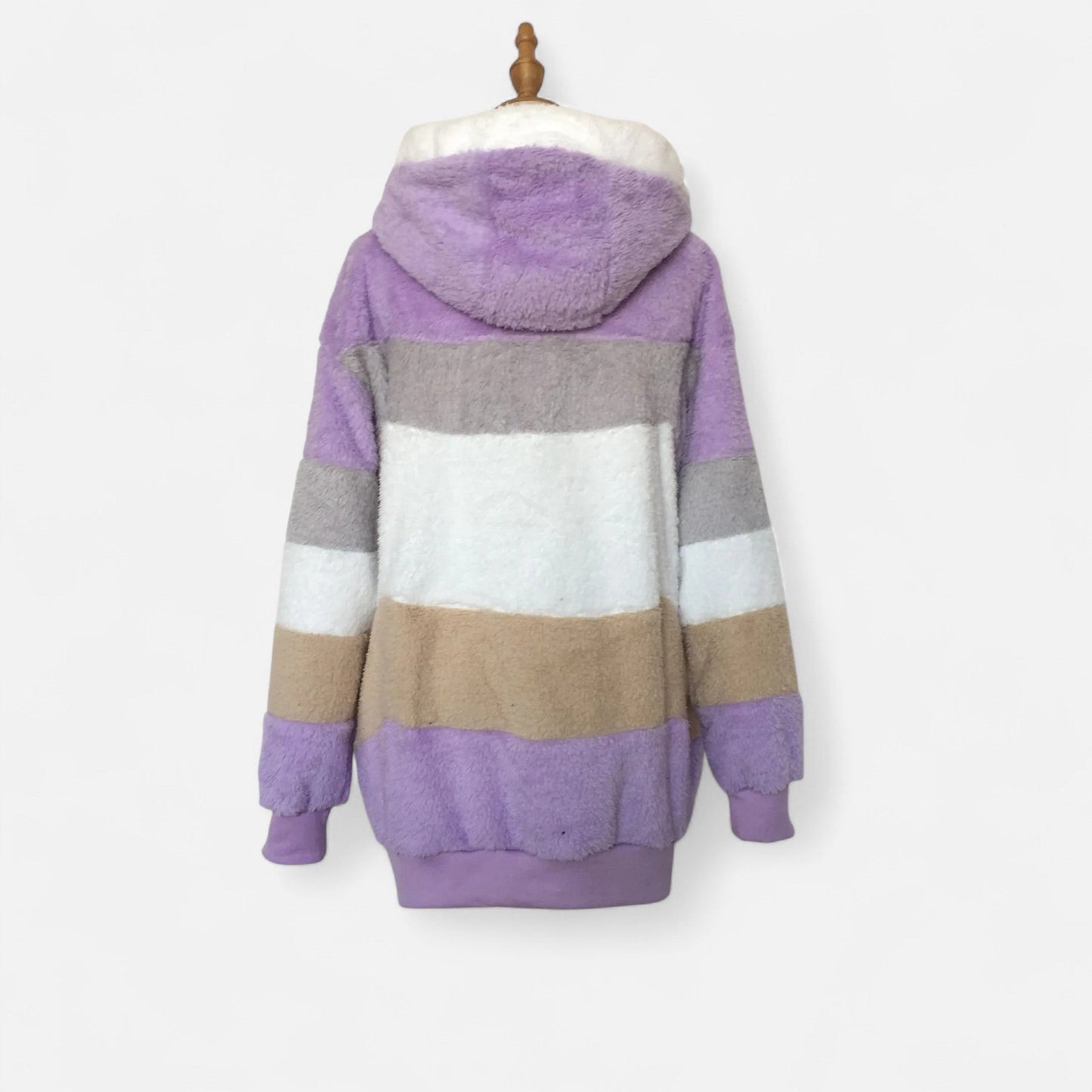 Triswina | Damen Oversized Jacke mit Kapuze – Gestreifte Herbst/Winter Eleganz