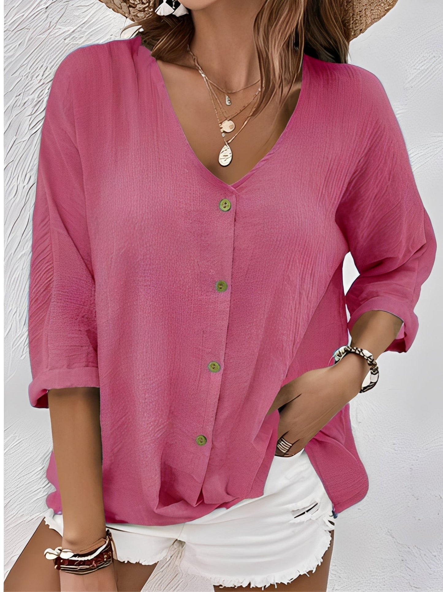 Damen Shirt mit V-Ausschnitt – Komfortables Freizeitoberteil für Alltag, Büro und vielseitige Outfits