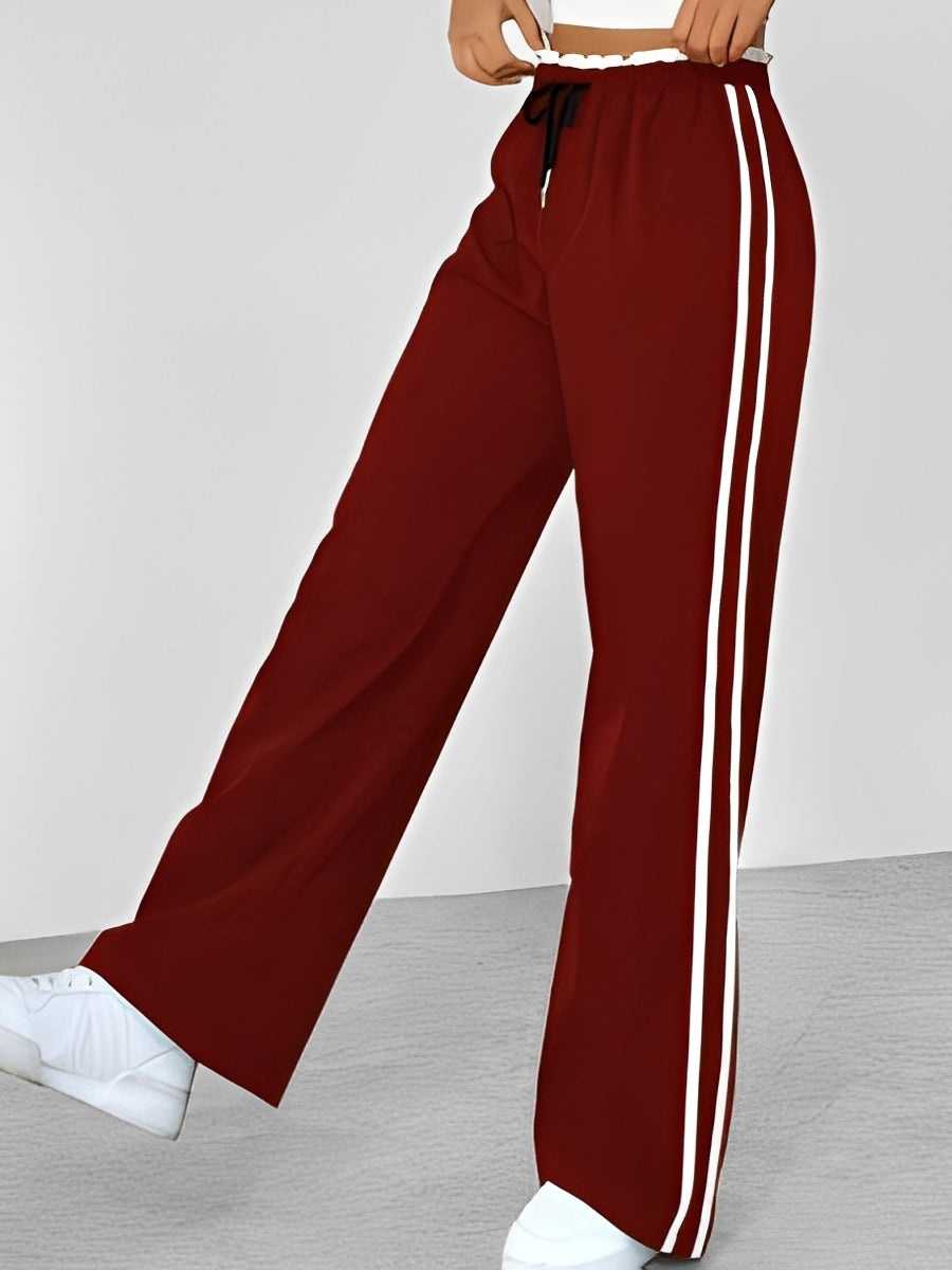 Damen Weite Gerade-Hose mit Seitenstreifen – Lässige Freizeit- und Streetwearhose für Alltag und entspannte Outfits