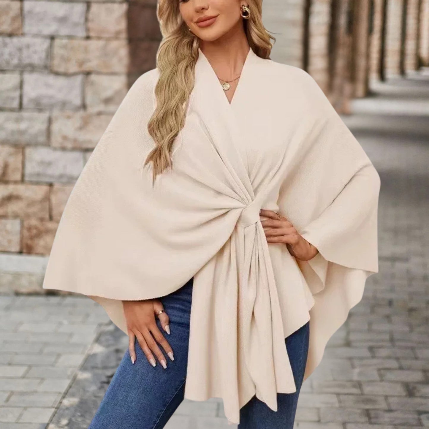 Elegantes Wickel-Poncho-Top Damen | Stilvolle Leichtigkeit & femininer Chic