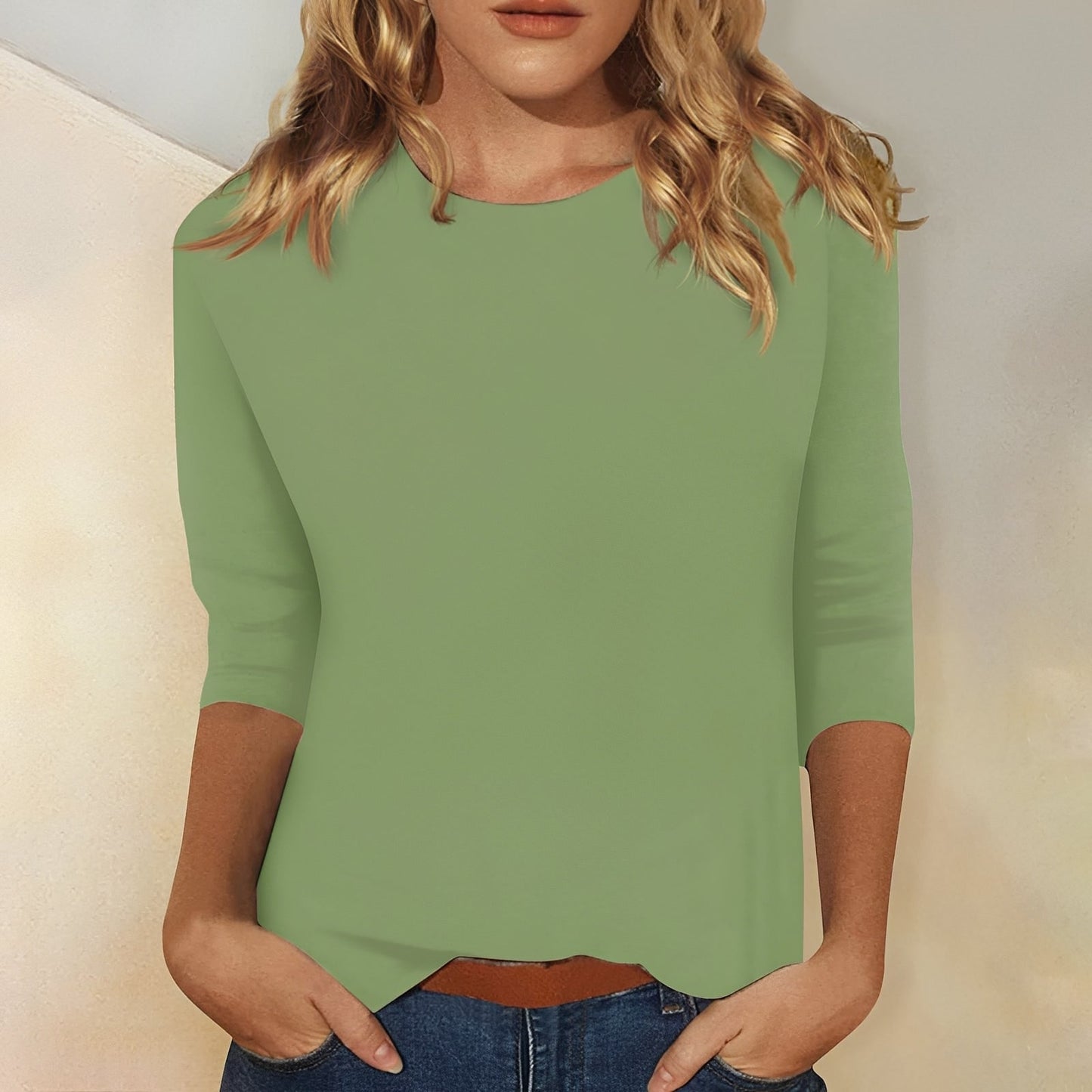 Damen Shirt mit 3/4-Ärmeln – Komfortables Freizeitoberteil für Alltag und entspannte Outfits