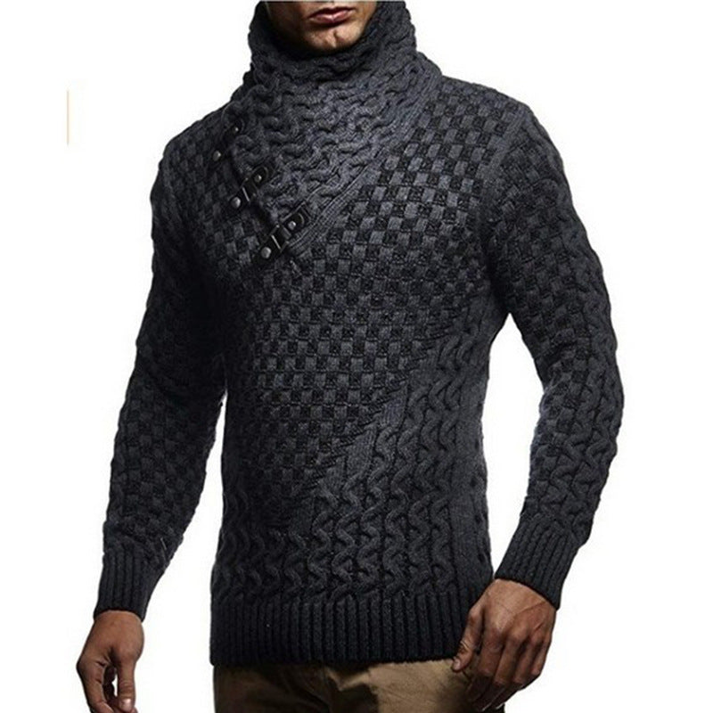 Knitted Sweater | Herren Strickpullover mit Zopfmuster & Hochgeschlossenem Kragen für Stil und Komfort