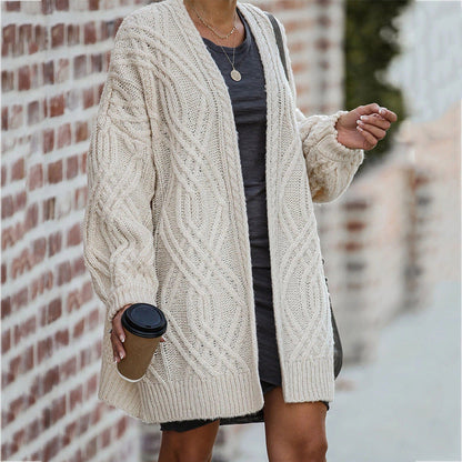 Damen Strickcardigan | Zopfmuster & Lockerer Schnitt