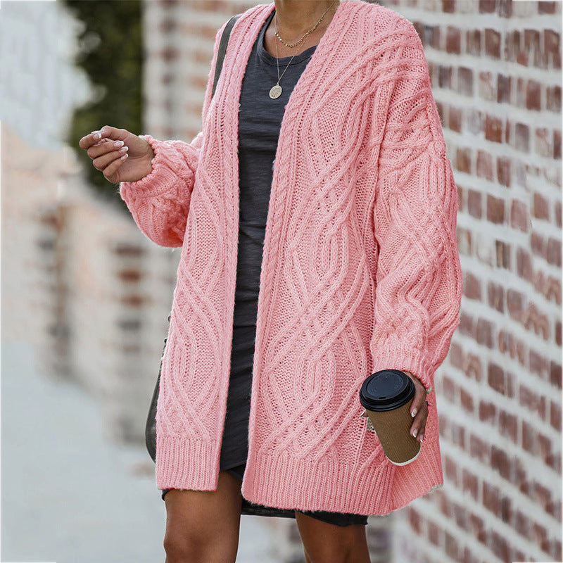 Damen Strickcardigan | Zopfmuster & Lockerer Schnitt