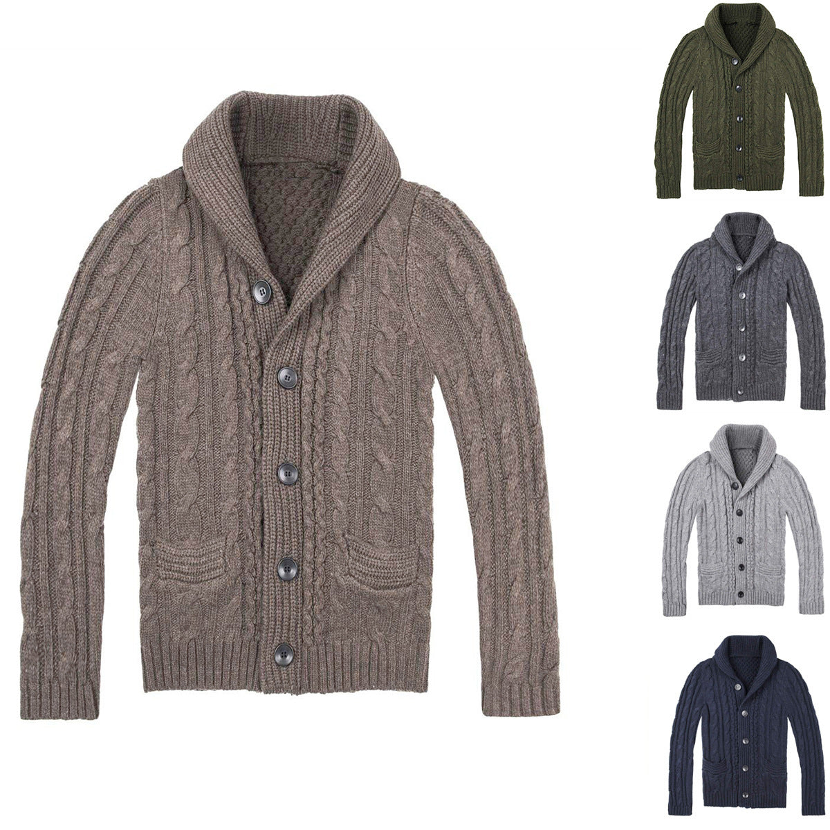Herren Strickjacke | Elegantes Zopfmuster & Praktische Taschen | Stilvoll & Vielseitig