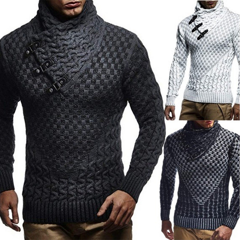Knitted Sweater | Herren Strickpullover mit Zopfmuster & Hochgeschlossenem Kragen für Stil und Komfort