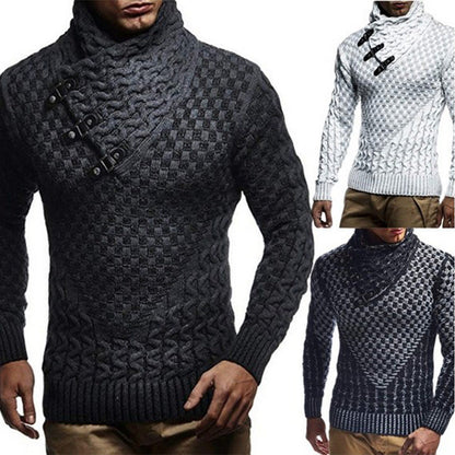 Knitted Sweater | Herren Strickpullover mit Zopfmuster & Hochgeschlossenem Kragen für Stil und Komfort