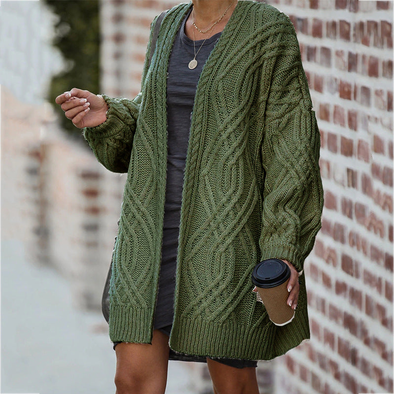 Damen Strickcardigan | Zopfmuster & Lockerer Schnitt