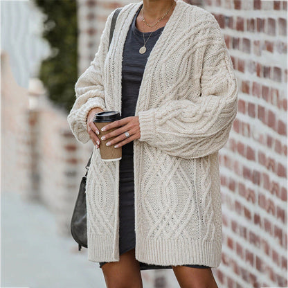 Damen Strickcardigan | Zopfmuster & Lockerer Schnitt