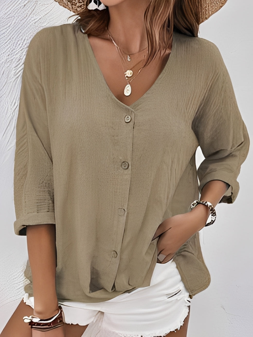 Damen Shirt mit V-Ausschnitt – Komfortables Freizeitoberteil für Alltag, Büro und vielseitige Outfits