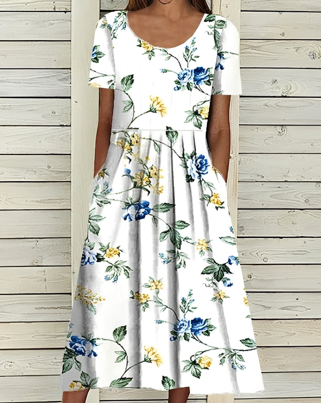 Damen Midikleid – Elegantes Kleid mit floralem Design und fließender Passform