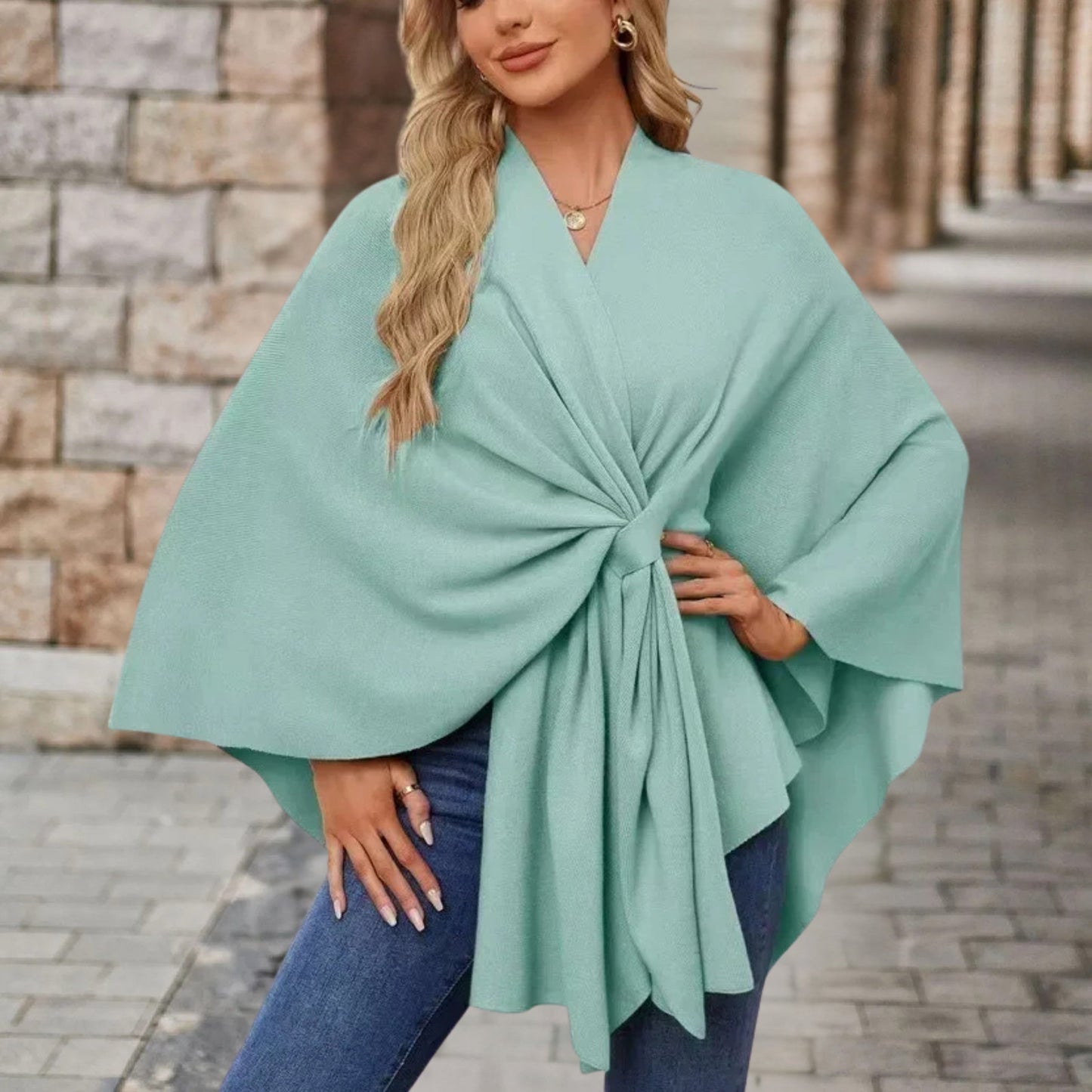 Elegantes Wickel-Poncho-Top Damen | Stilvolle Leichtigkeit & femininer Chic