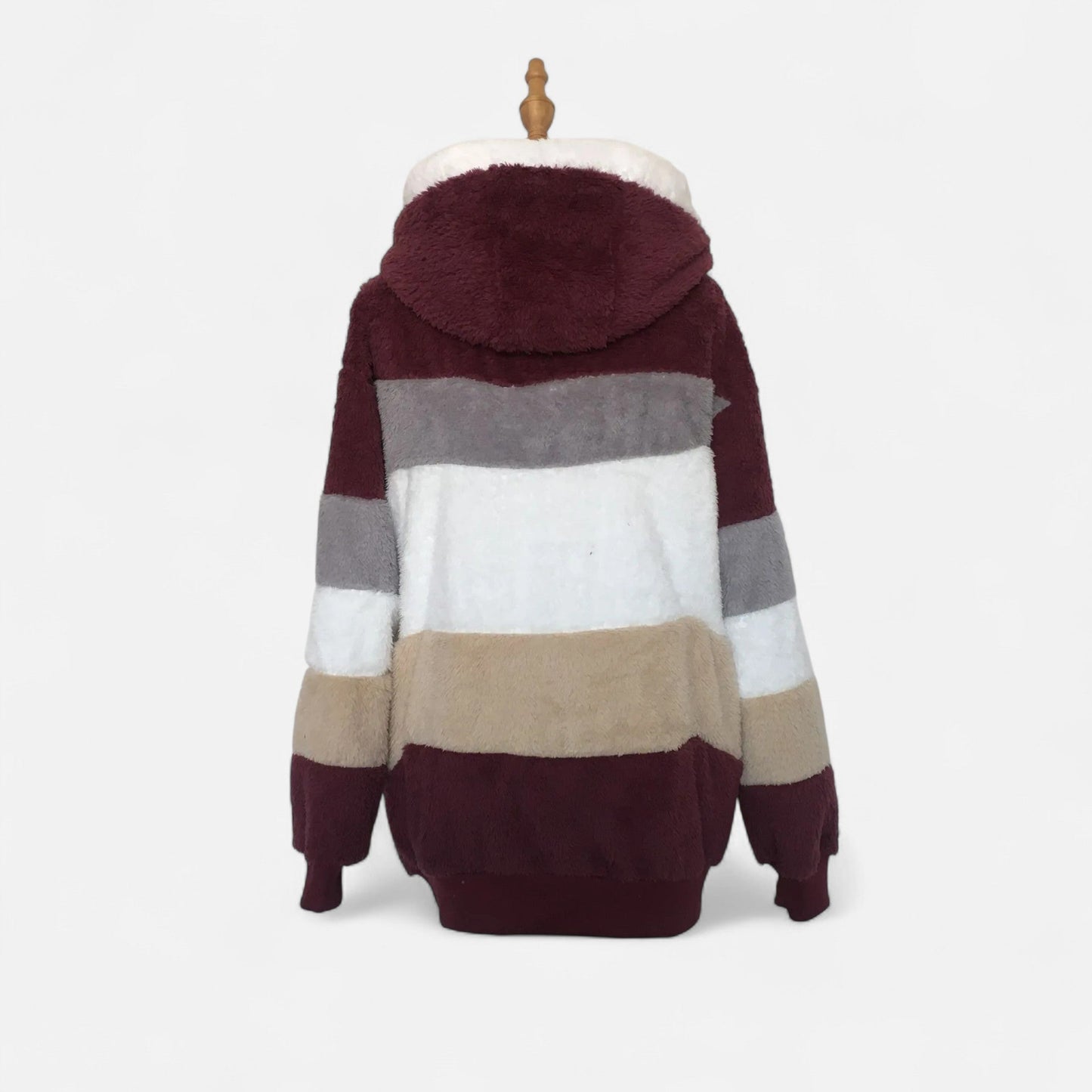 Triswina | Damen Oversized Jacke mit Kapuze – Gestreifte Herbst/Winter Eleganz