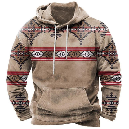 Brayden | Herren Tribal Hoodie Longline mit Kängurutasche | Lässiger Streetwear-Pullover