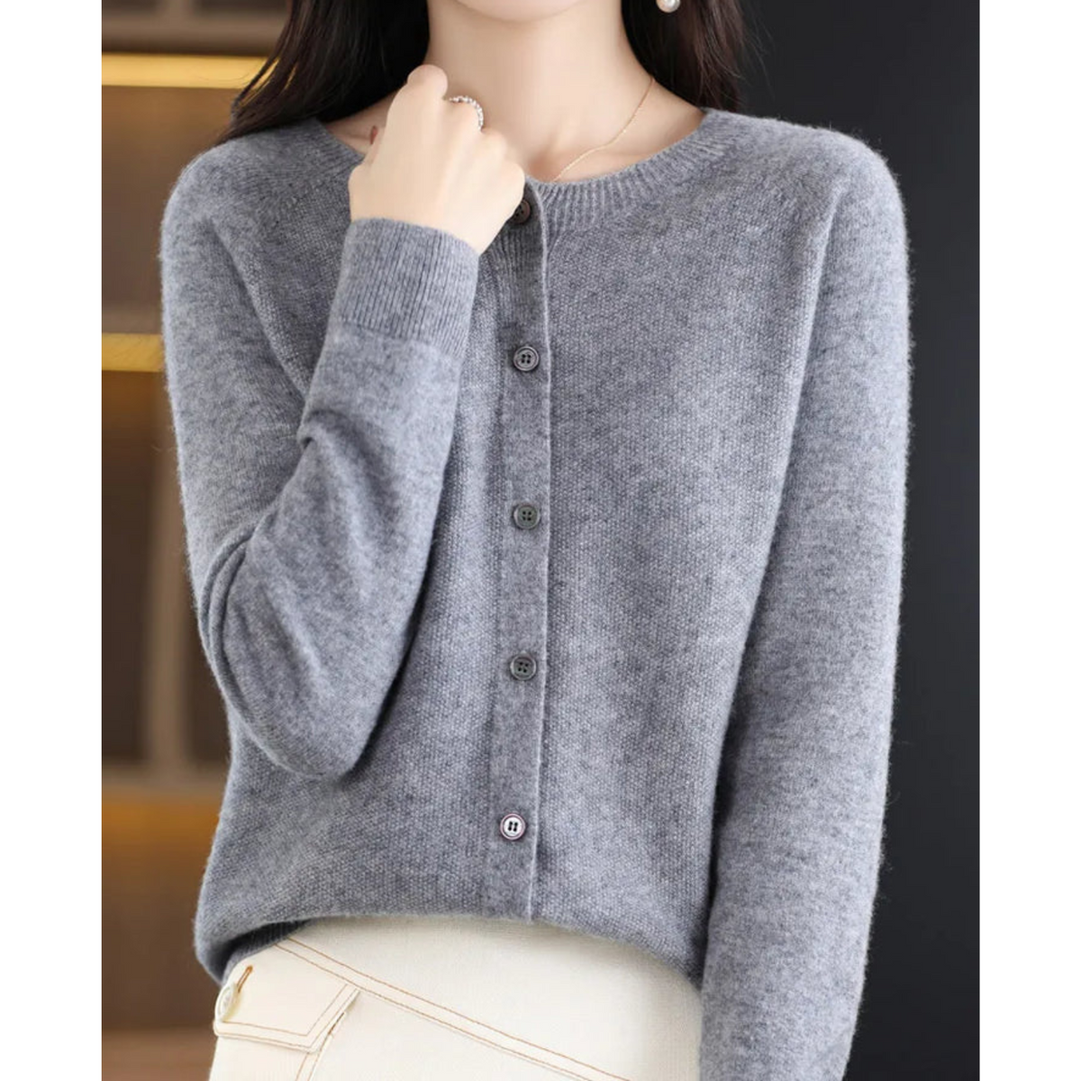 Damen Strickjacke aus Merinowolle und Kaschmir