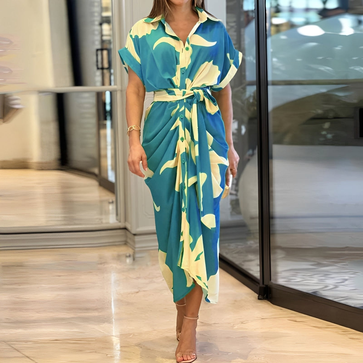 Damen Kleid mit Knopfleiste und lockerem Schnitt – Komfortables Freizeitkleid für Alltag und entspannte Outfits