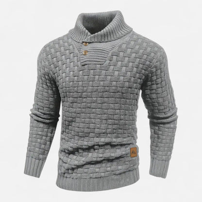 Jasper | Herren Strickpullover mit Knopfleiste – Klassischer Winterpullover in Solider Farbe