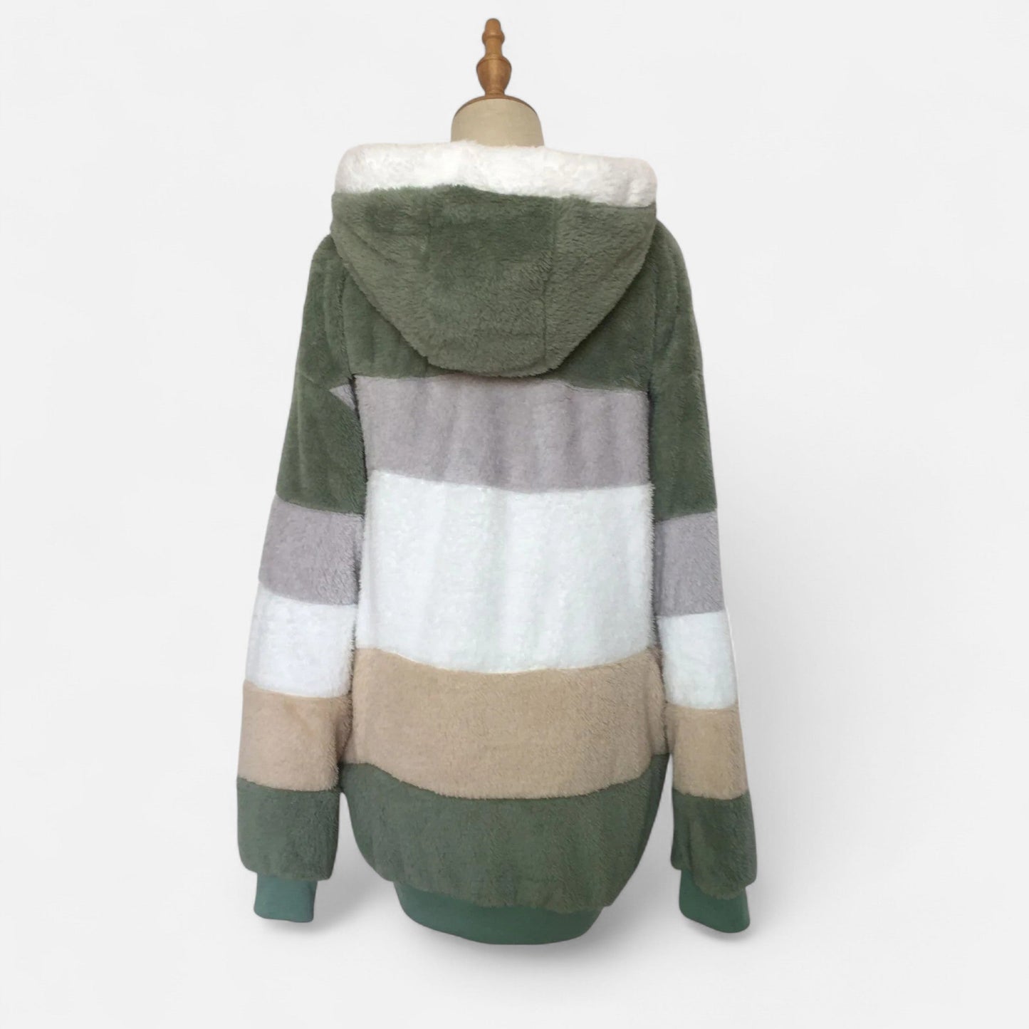 Triswina | Damen Oversized Jacke mit Kapuze – Gestreifte Herbst/Winter Eleganz